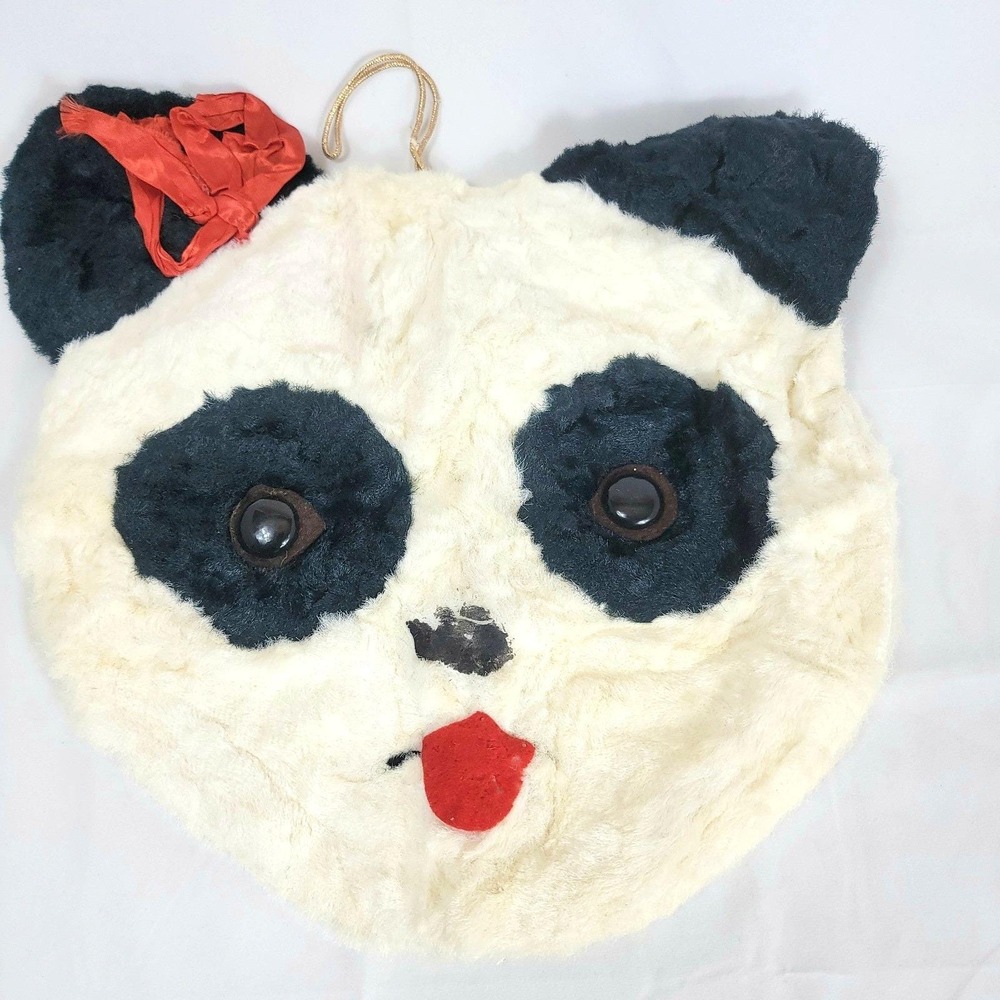 Vintage 1960s Panda Bear Plush Pajama Keeper Bag MCM Kitsch Nursery Decor